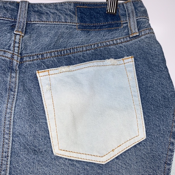 FREE PEOPLE Patch Contrast Denim Short Mini Skirt - Picture 12 of 15